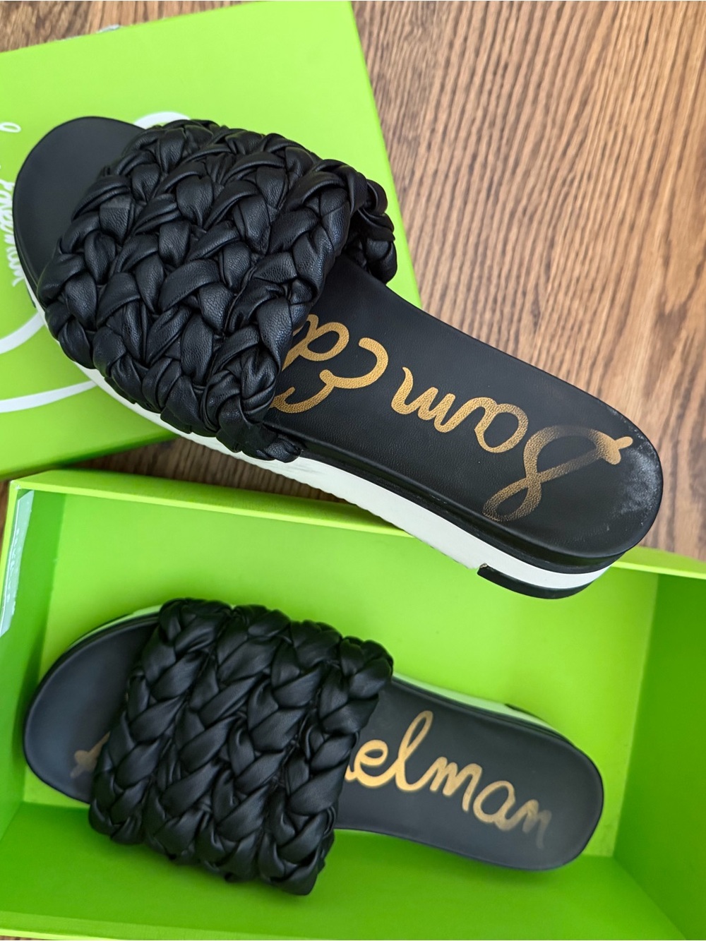 Sam Edelman Black Braided Platform Slide Sandals - Picture 2 of 3